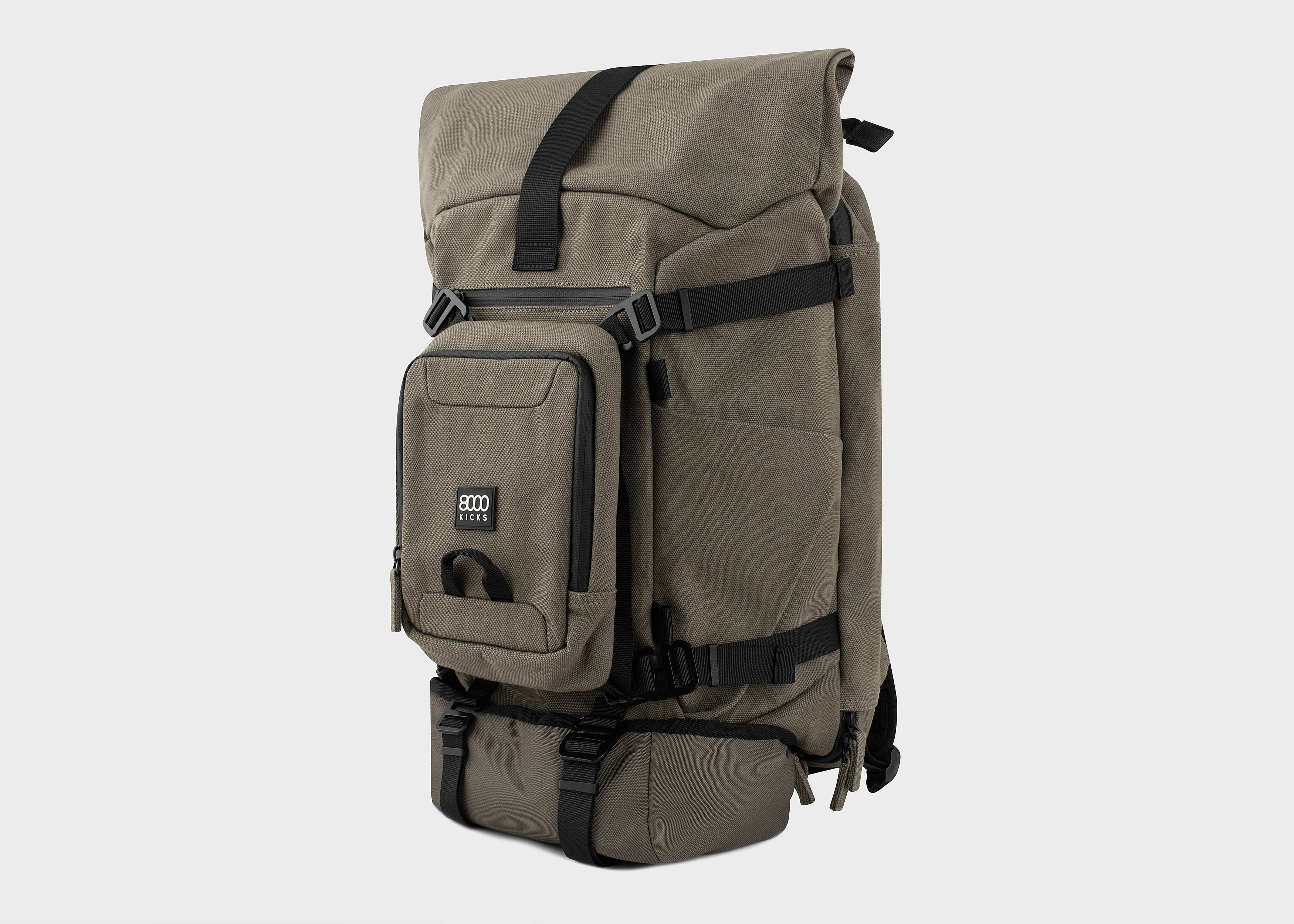 Nomad-Rolltop-Rucksack aus Hanf in Dunkelgrün