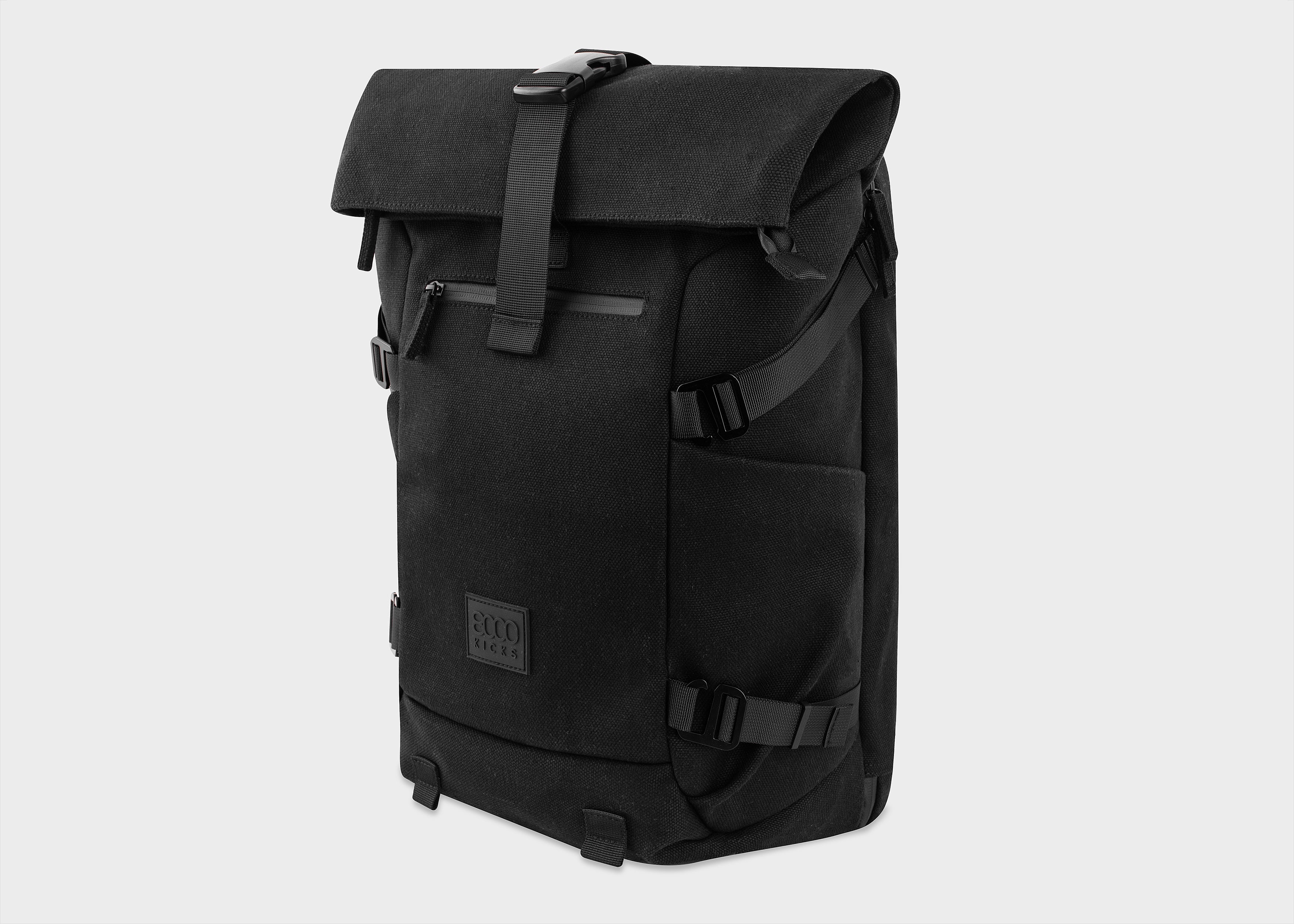 Nomad Hanf-Rolltop-Rucksack in Vollschwarz