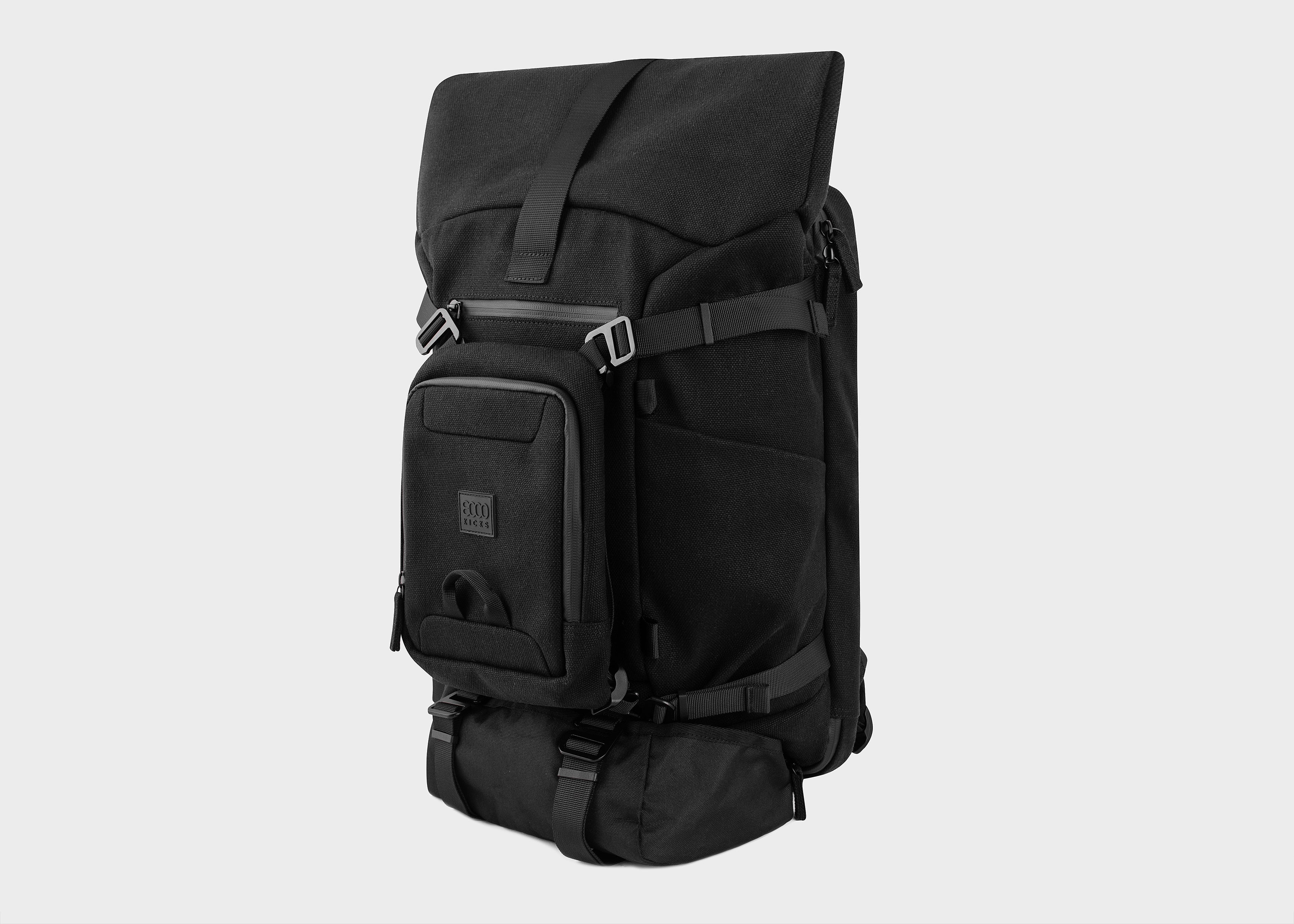 Nomad Hanf-Rolltop-Rucksack in Vollschwarz