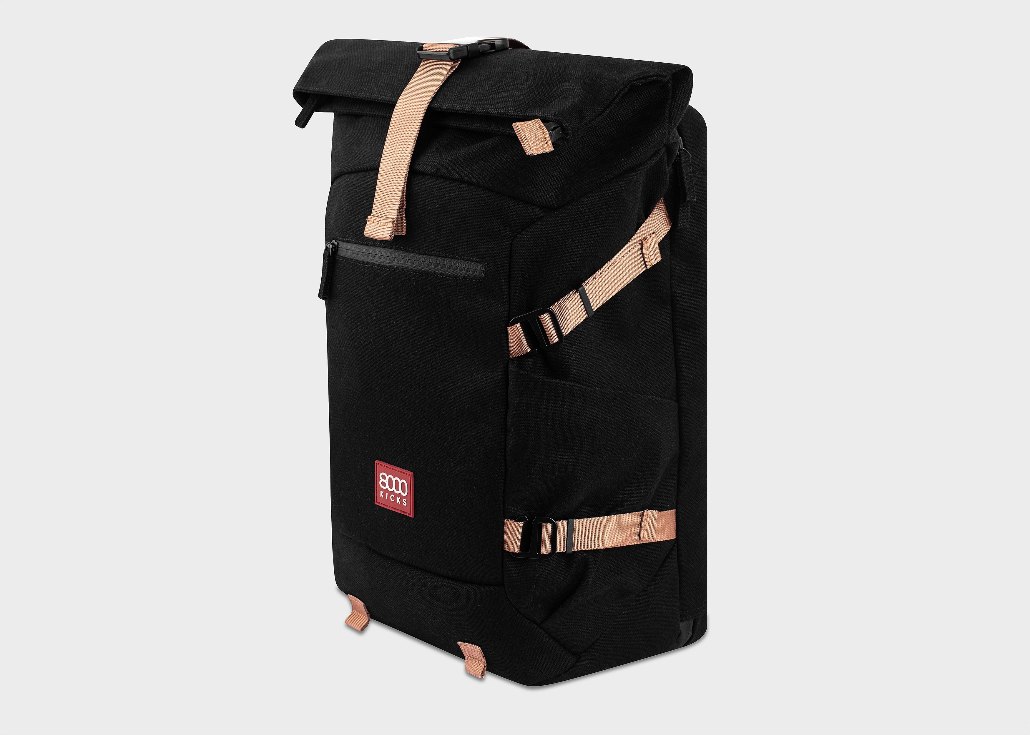 Hanf-Rolltop-Rucksack von Nomad in Schwarz