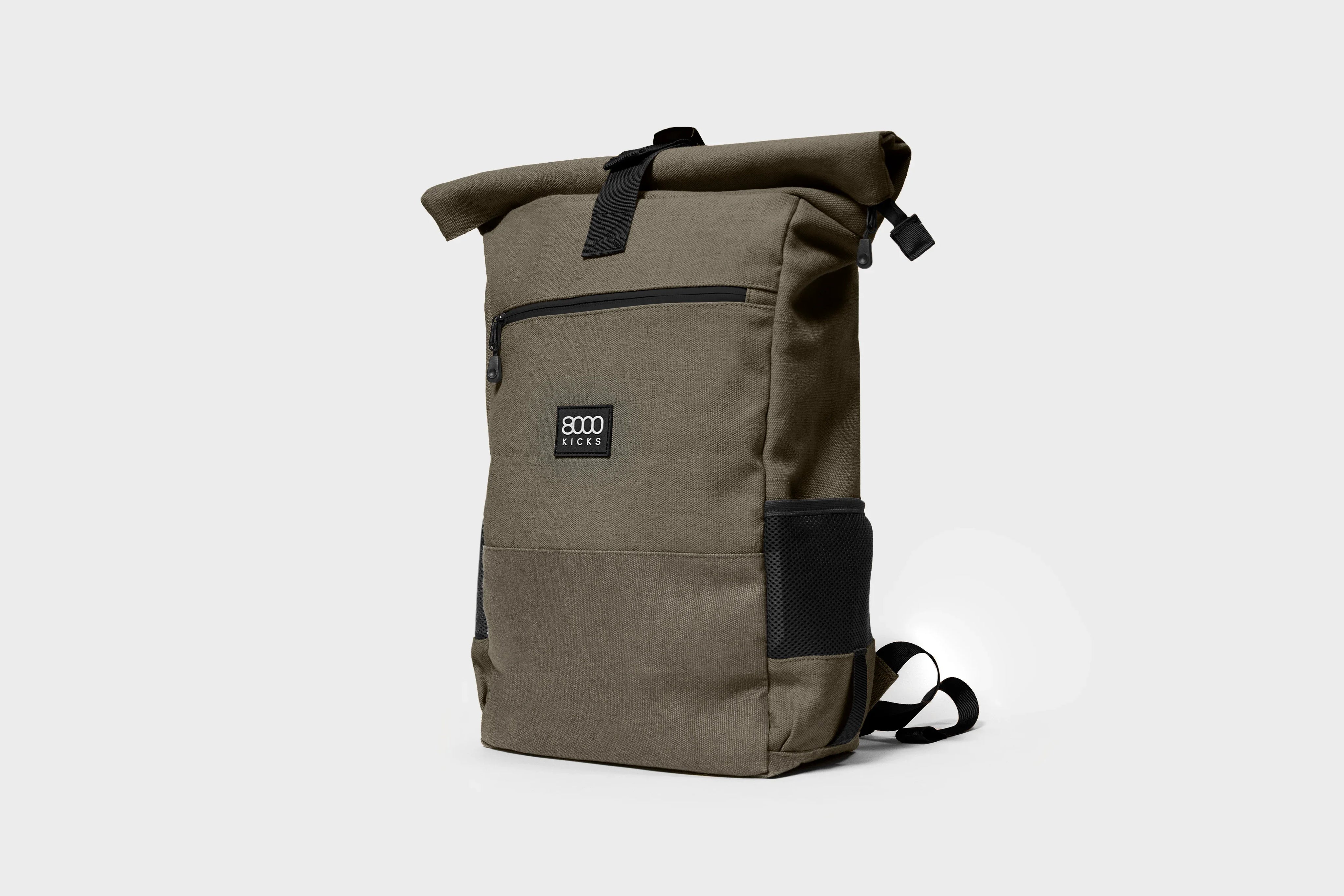 8000Kicks Everyday Hemp Rolltop Rucksack Vegan – Dark Green