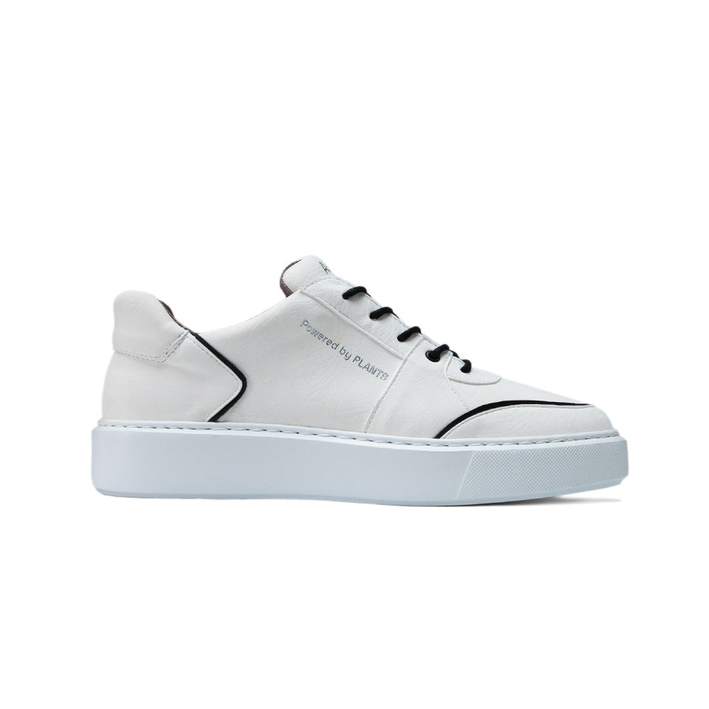 Side view of Agazi EMI Low Off-White sustainability shoes. Environment friendly shoes with a minimalist design.