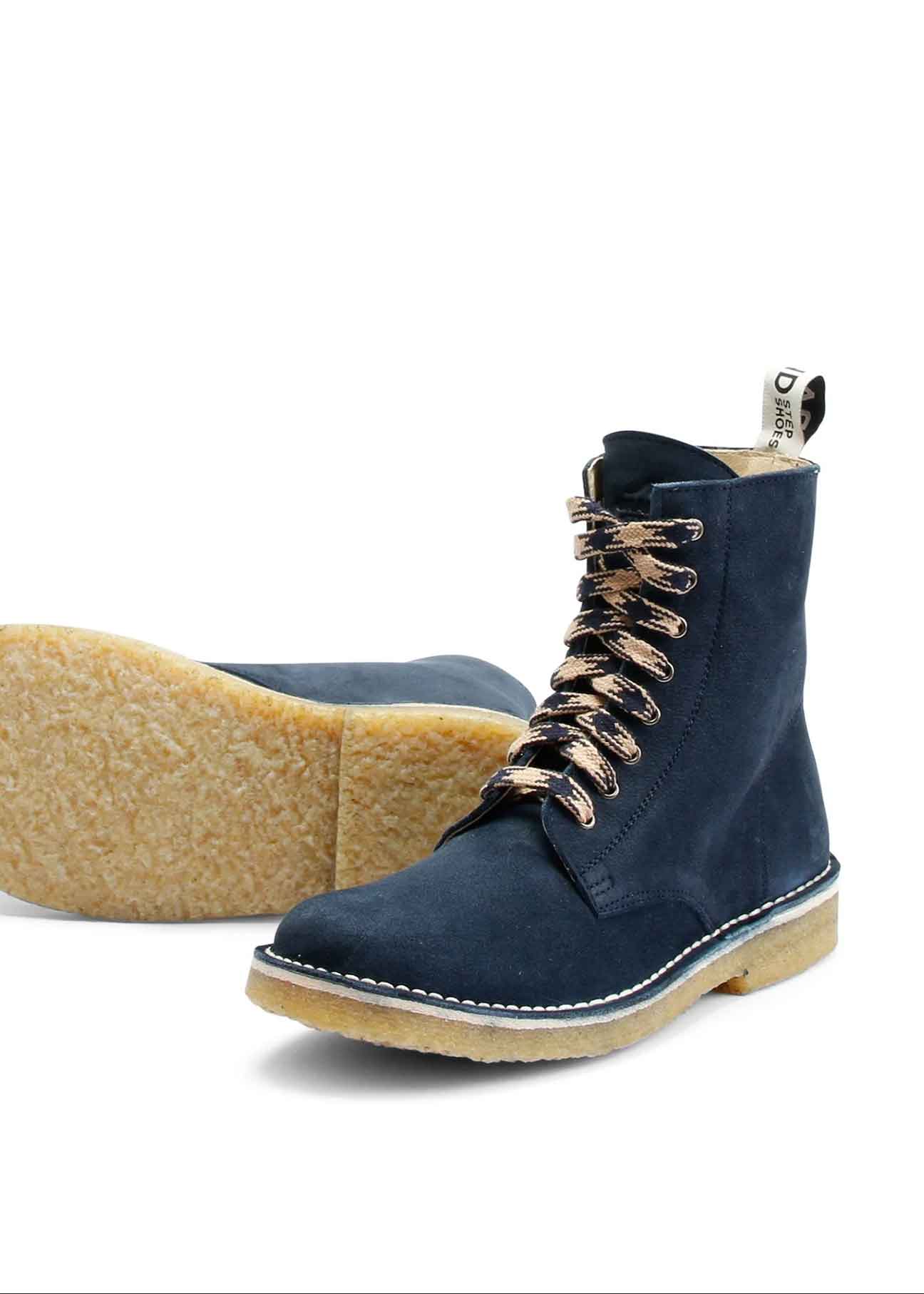 ANDA Classic Botas de Nubuck con Cordones en Azul Marino