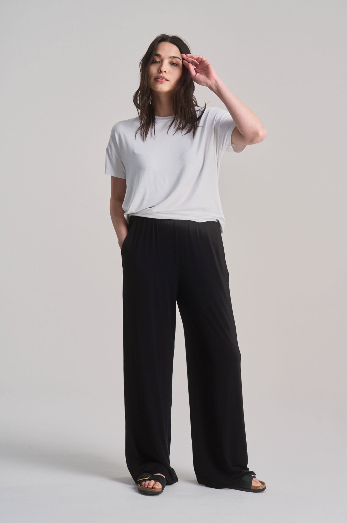 BINITA - Pantaloni in Jersey Modal - Nero