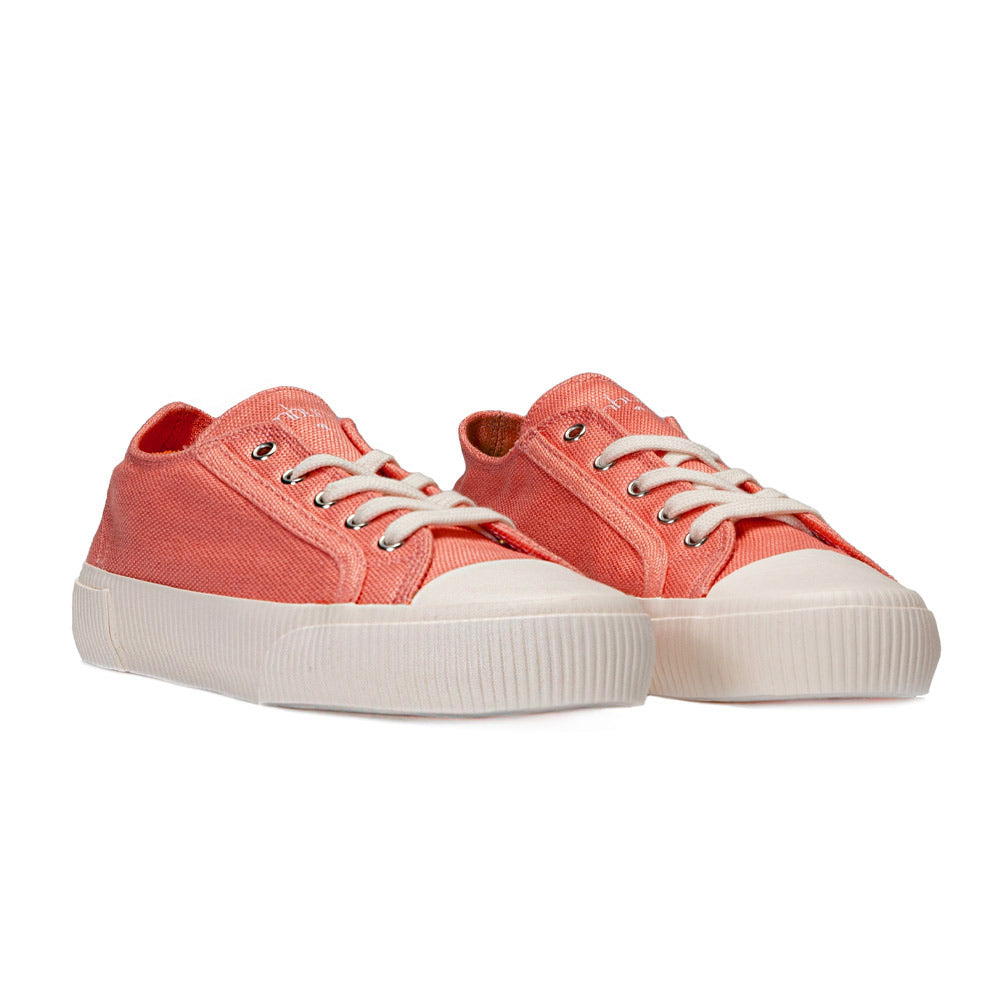 A pair of Bamburista Flamingo sneakers for women, made from bamboo fiber textile, shown from an angled front view, highlighting their eco-friendly design.