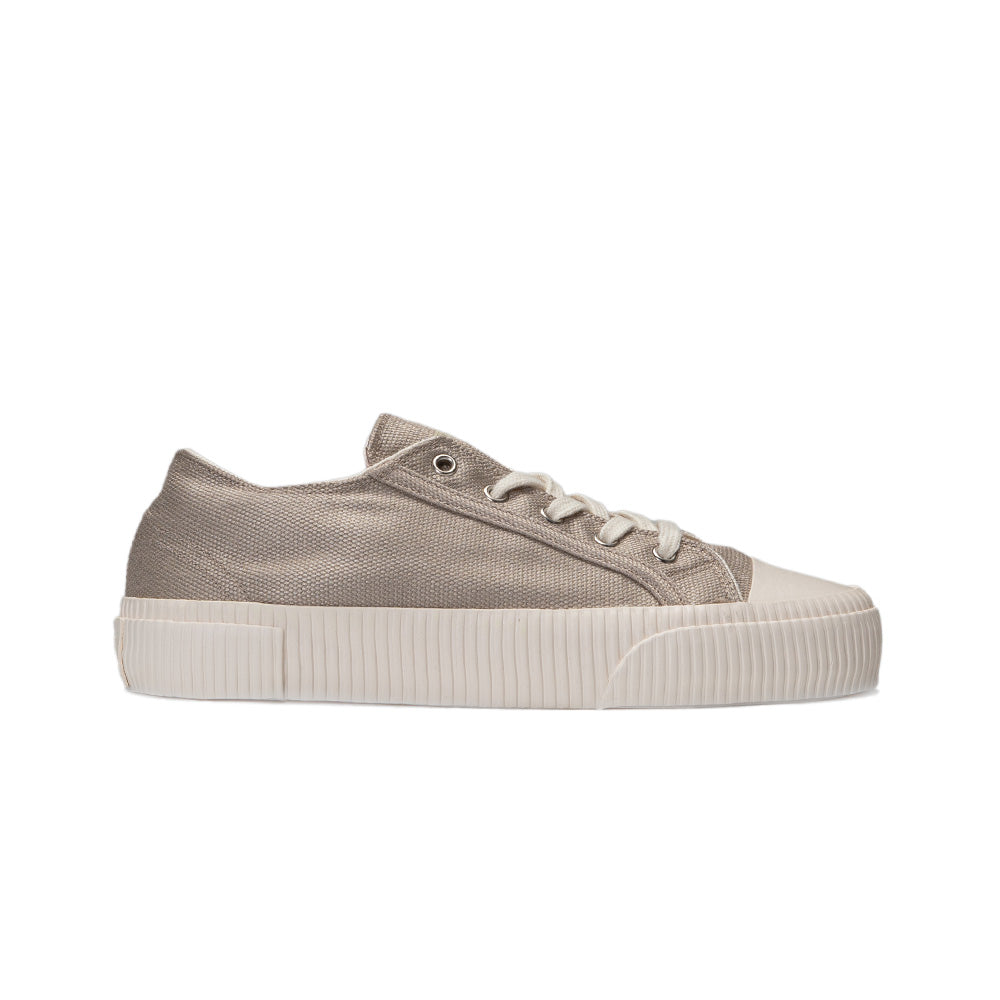 Bamburista Grey Sneaker Side View: A side view of the Bamburista Grey sneaker for women, showcasing its sustainable design made with bamboo fiber textile and natural rubber.