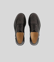 Vegan Oxford Brogue - Woman, stylish black shoes with broguing detail, perfect for office or casual wear.