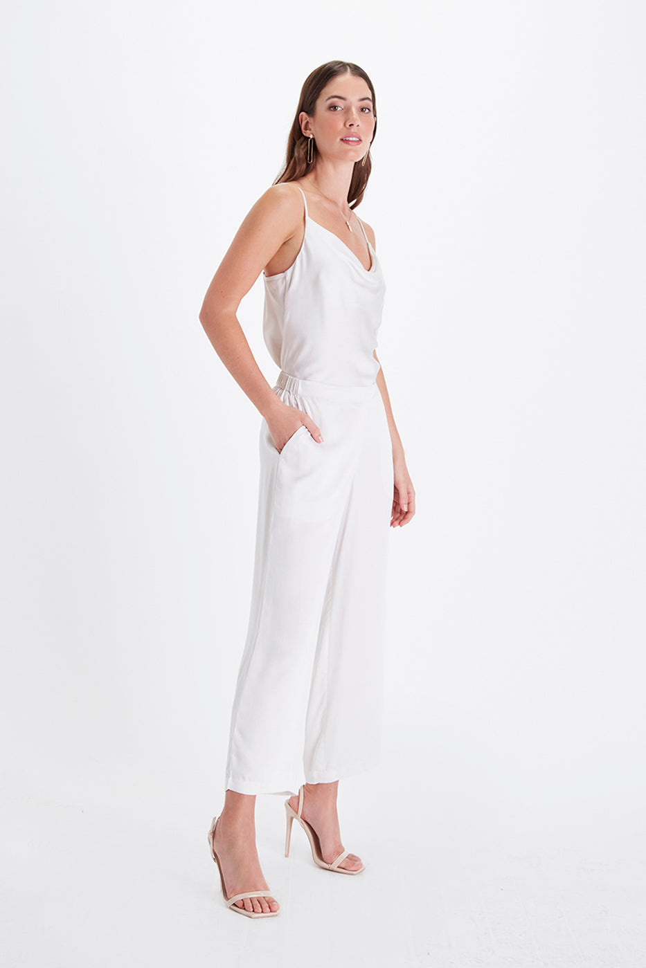 Cowl Neck Camisole - Snow White-Neu Nomads