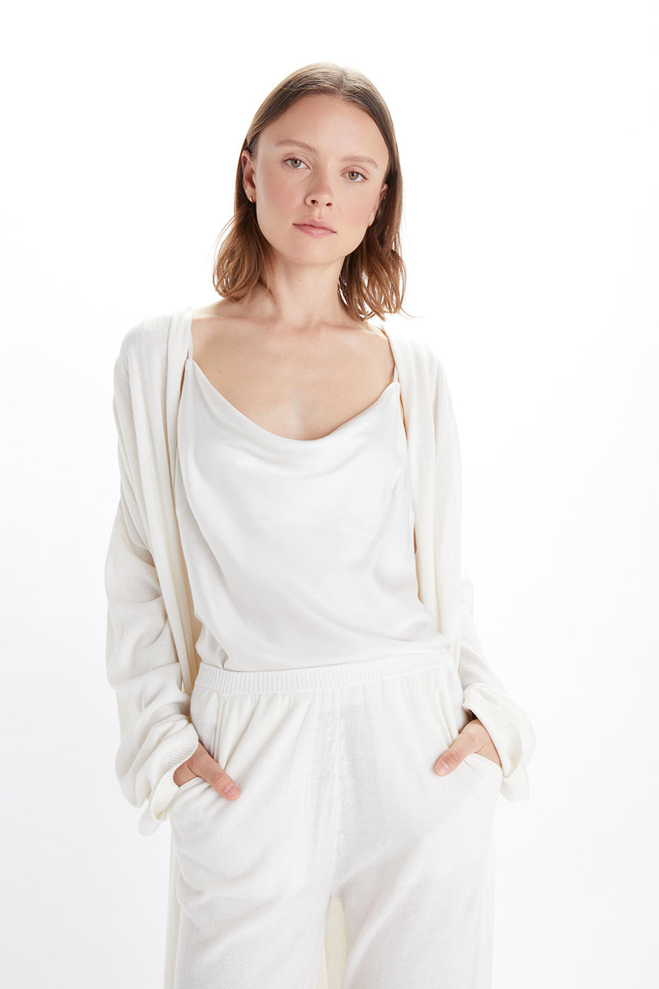 Cowl Neck Camisole - Snow White-Neu Nomads