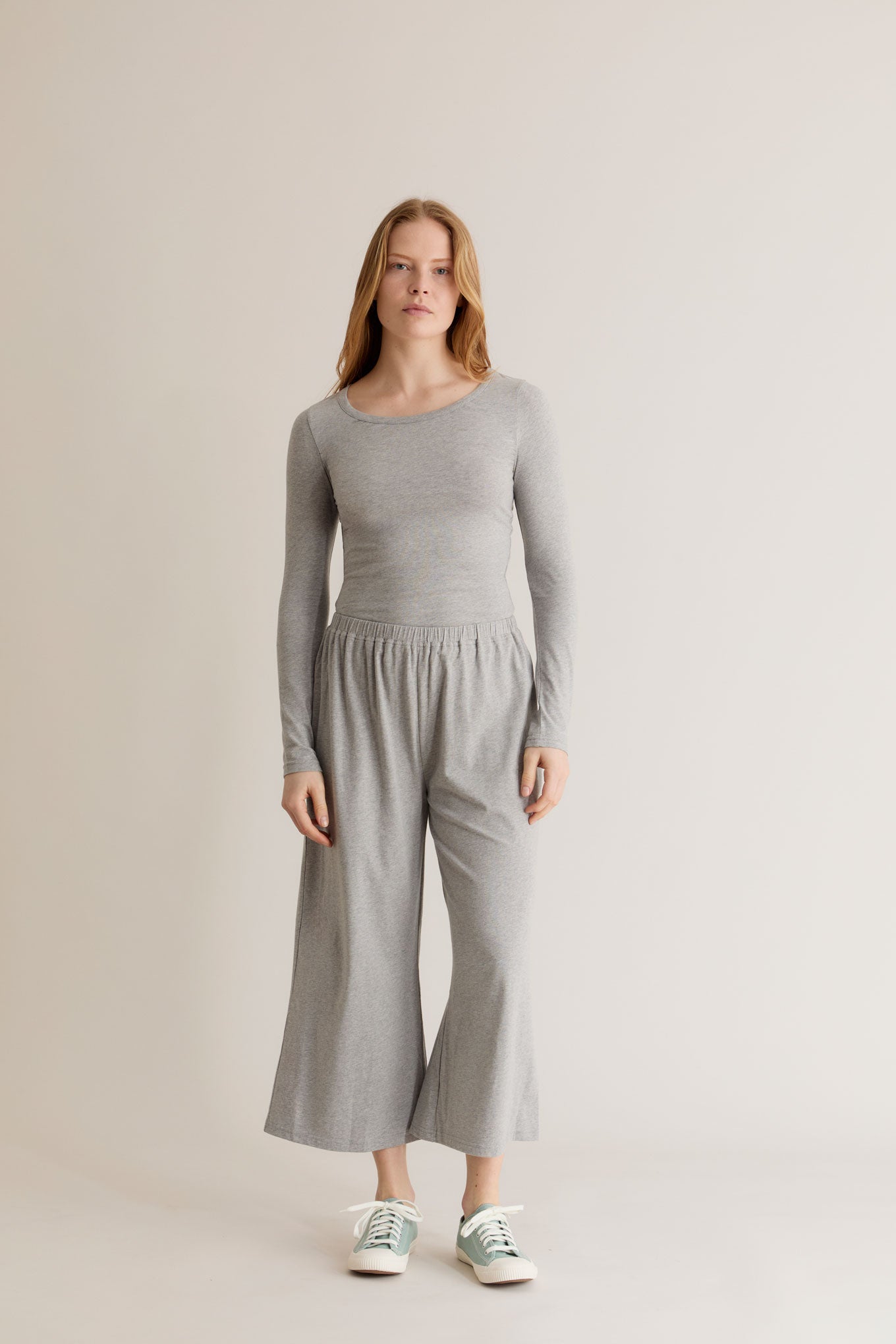 Grey organic cotton basics outfit. Organic and natural fibre, sustainable womens top's by KOMODO.
