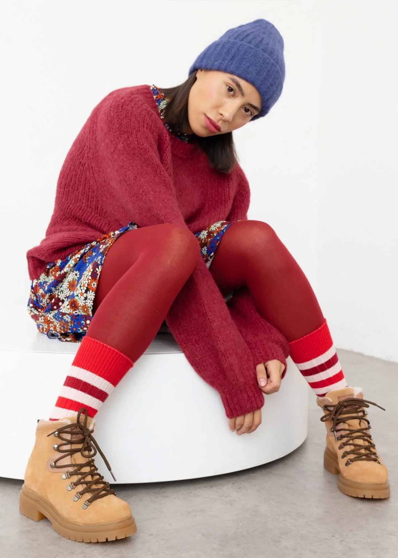 DEMI Botas de senderismo con cordones, forro cálido y color whisky