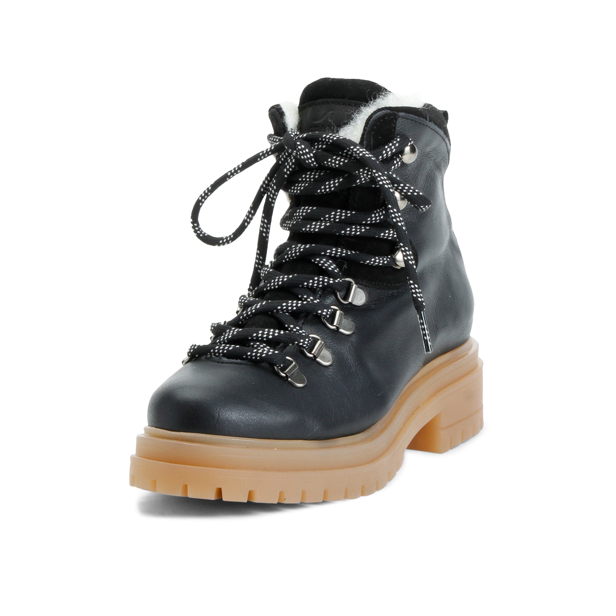 DEMI Botas negras para senderismo con cordones y forro cálido