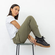 DEMI Botas negras para senderismo con cordones y forro cálido