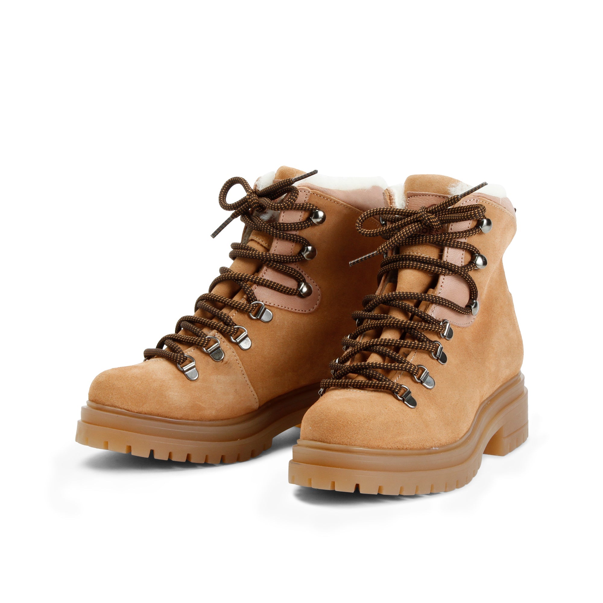 DEMI Botas de senderismo con cordones, forro cálido y color whisky
