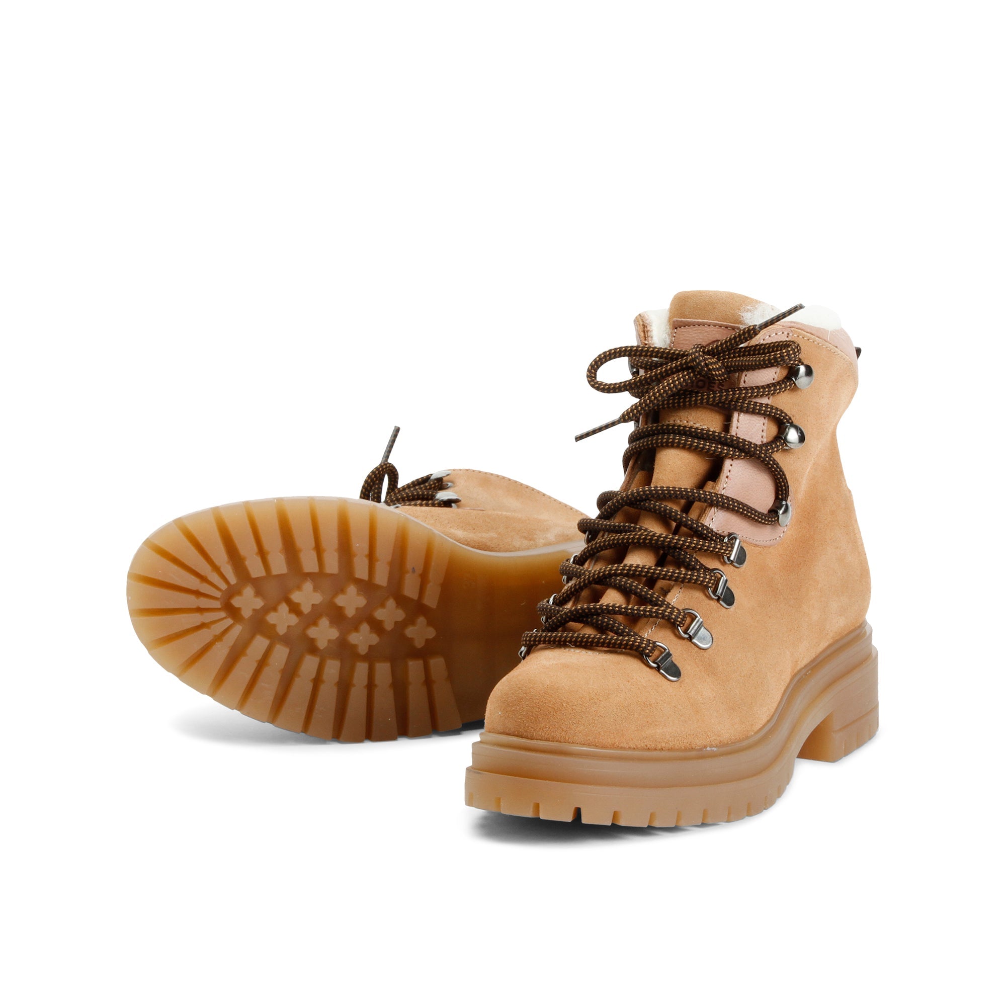 DEMI Botas de senderismo con cordones, forro cálido y color whisky