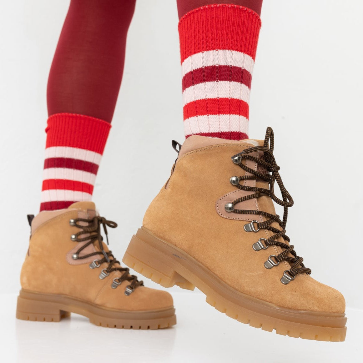 DEMI Botas de senderismo con cordones, forro cálido y color whisky