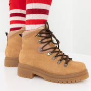 DEMI Botas de senderismo con cordones, forro cálido y color whisky