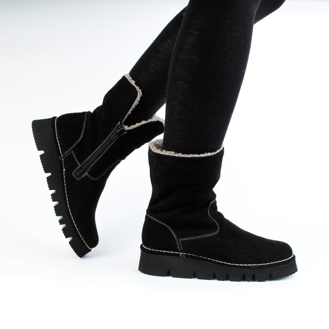 ELIA Botas cálidas de ante en negro