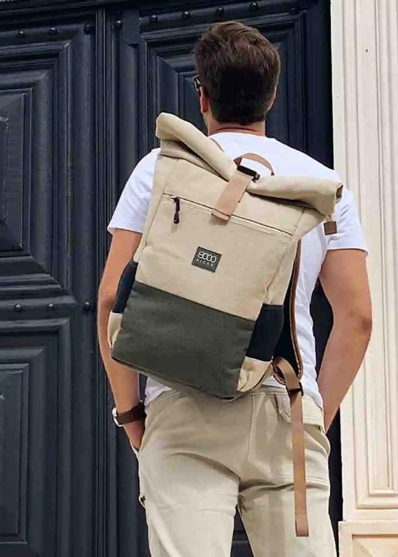 Everyday Backpack in Beige and Green - Ecomarket.com