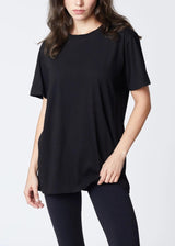 T-shirt boyfriend in cotone nera