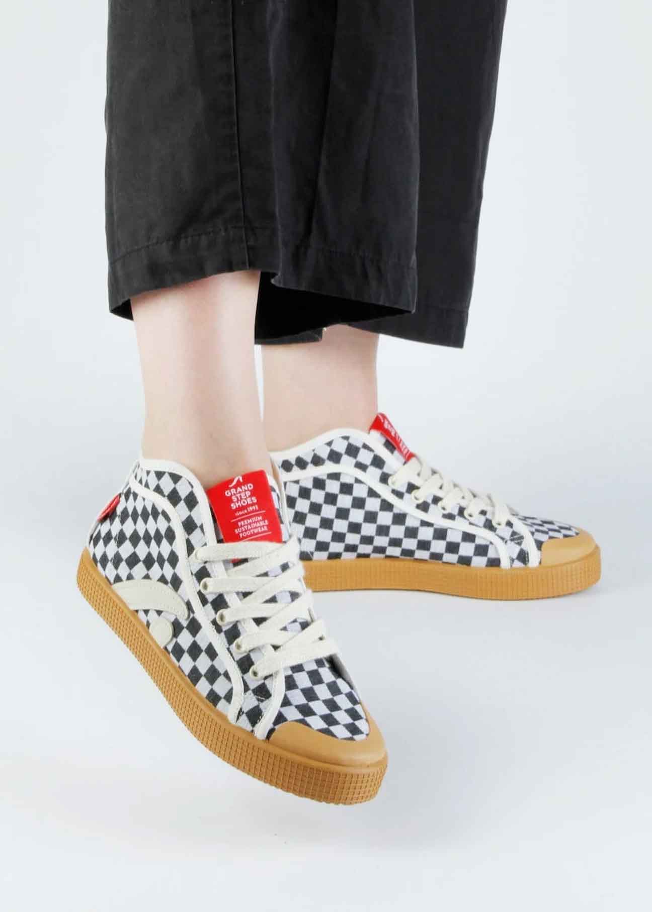 Taylor Recycled Vegan Sneaker Checkered B&W - Ecomarket.com