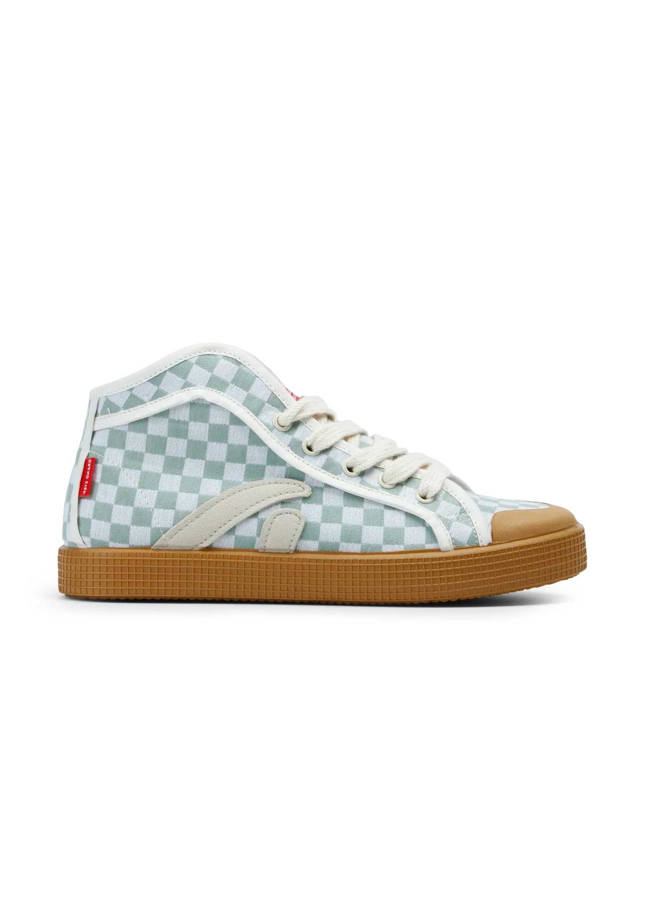 Taylor Recycled Vegan Sneaker Checkered Seagreen - Ecomarket.com