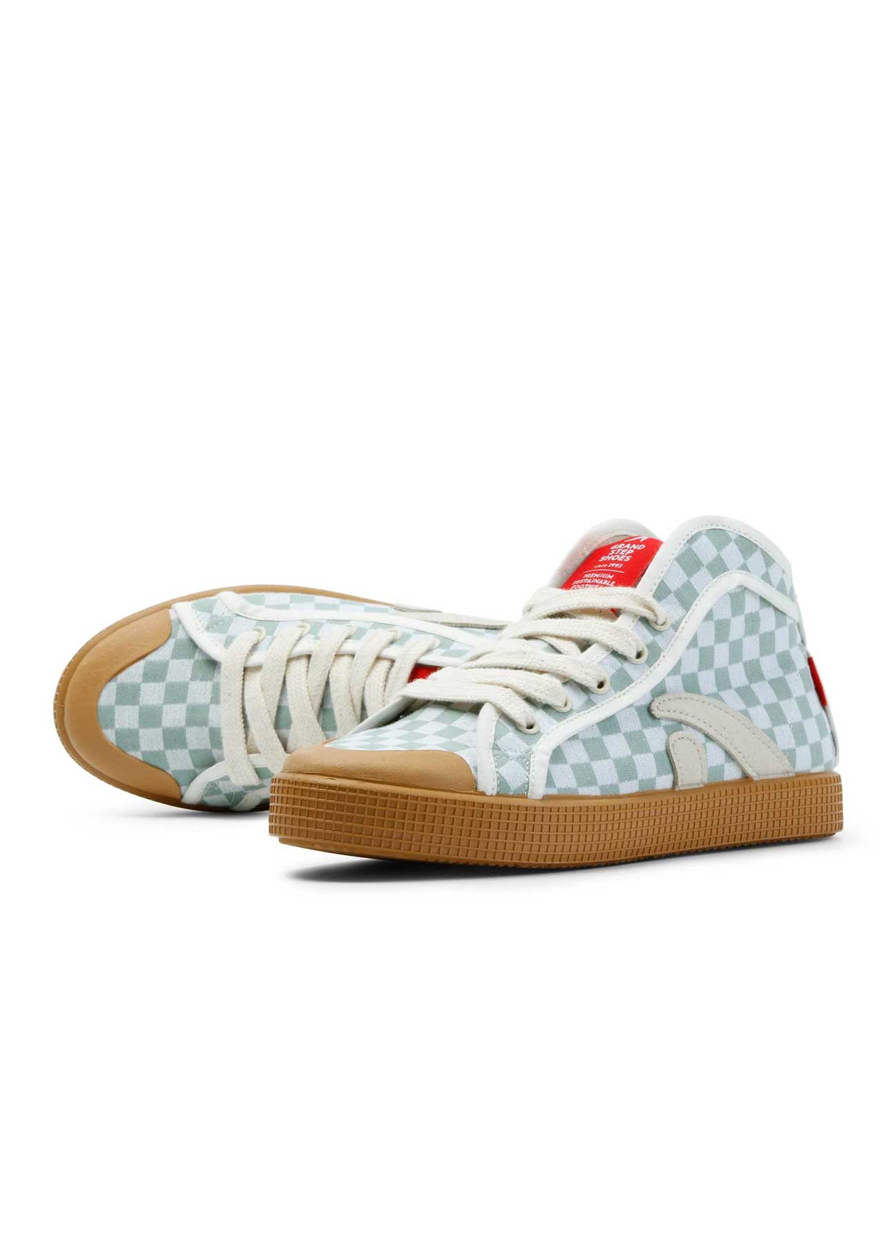 Taylor Recycled Vegan Sneaker Checkered Seagreen - Ecomarket.com
