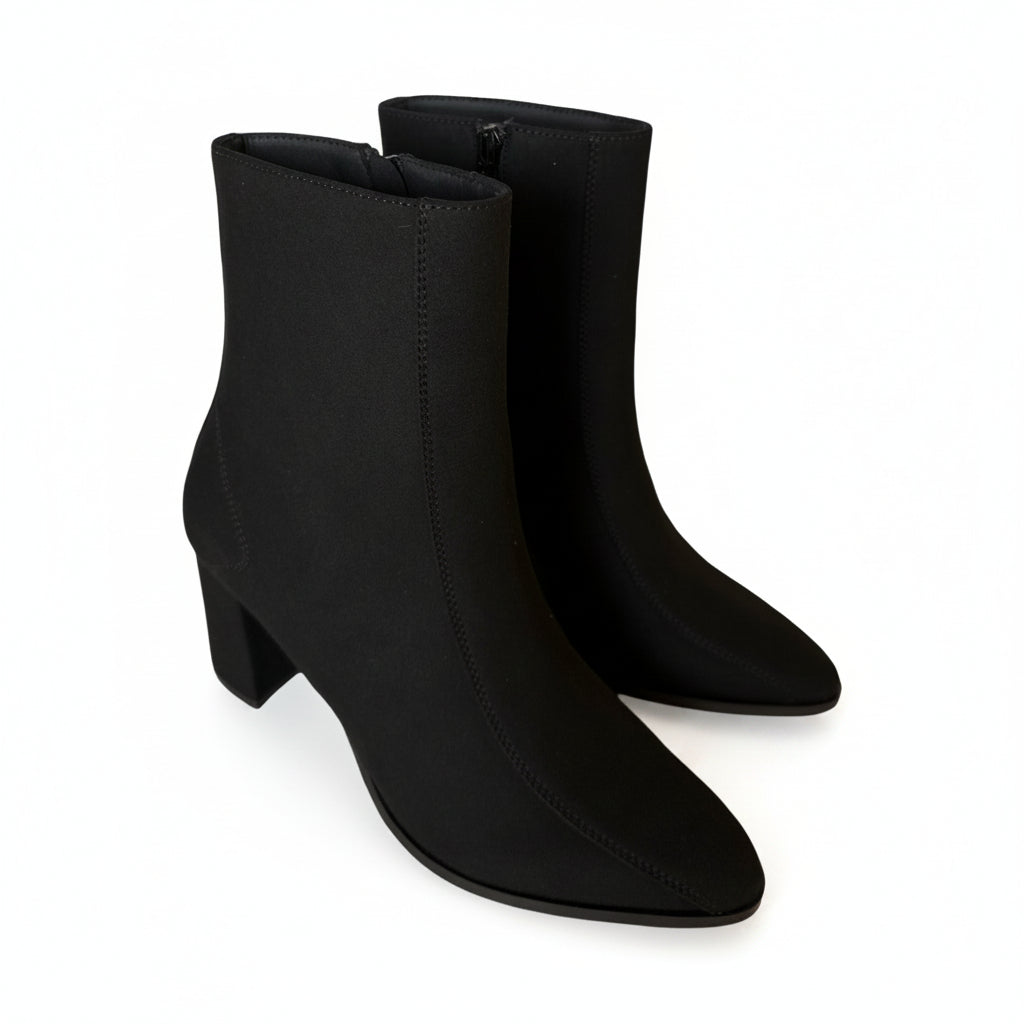 ankle boots vegan heels point toe zipper casual office dress