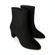ankle boots vegan heels point toe zipper casual office dress
