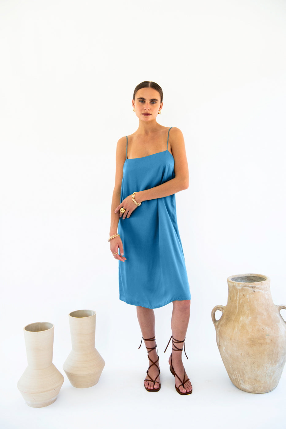 Julianne Boxy Slip Dress - Satin Tencel-Neu Nomads