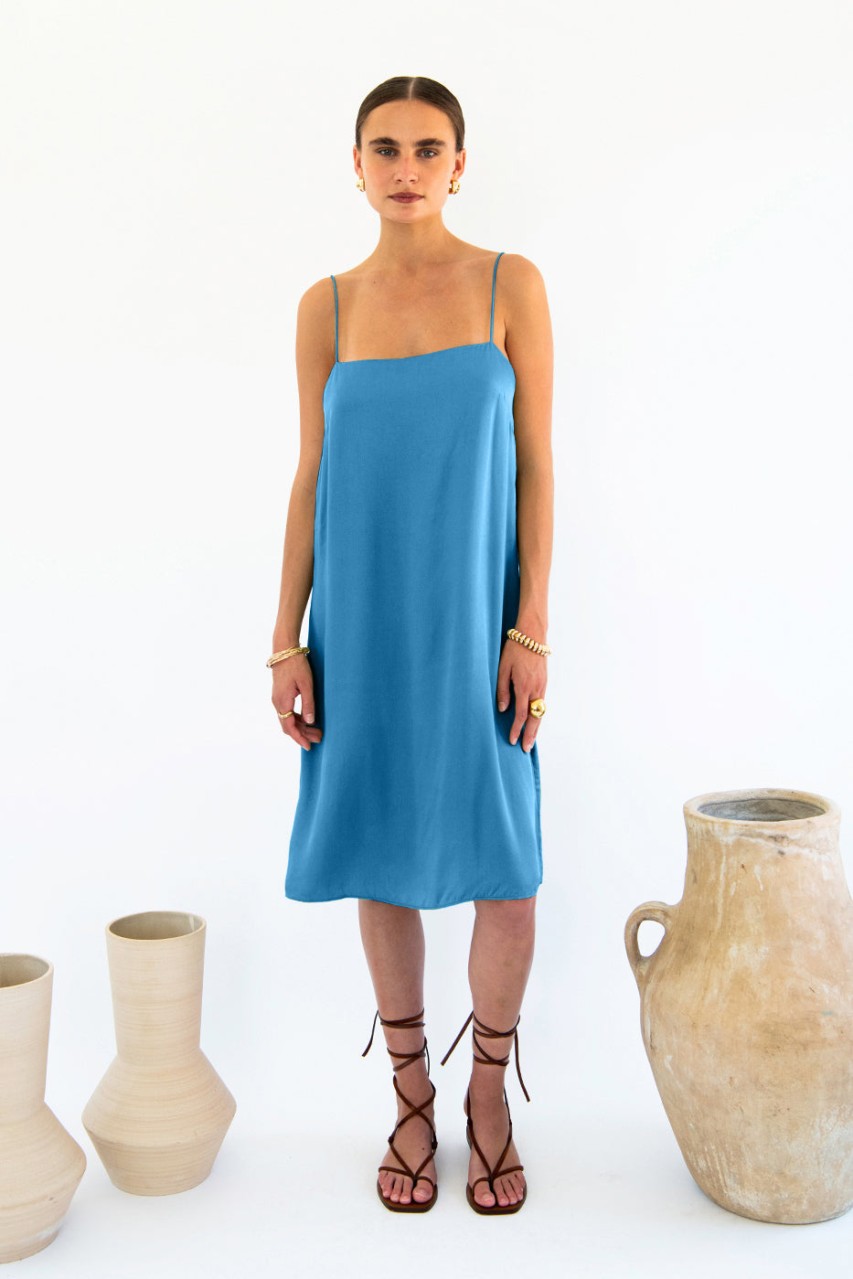 Julianne Boxy Slip Dress - Satin Tencel-Neu Nomads