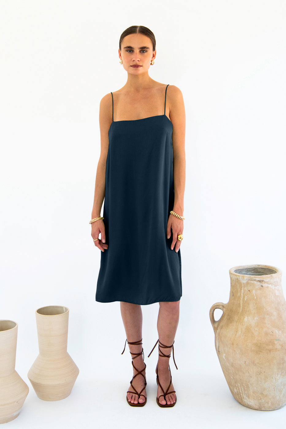 Julianne Boxy Slip Dress - Satin Tencel-Neu Nomads