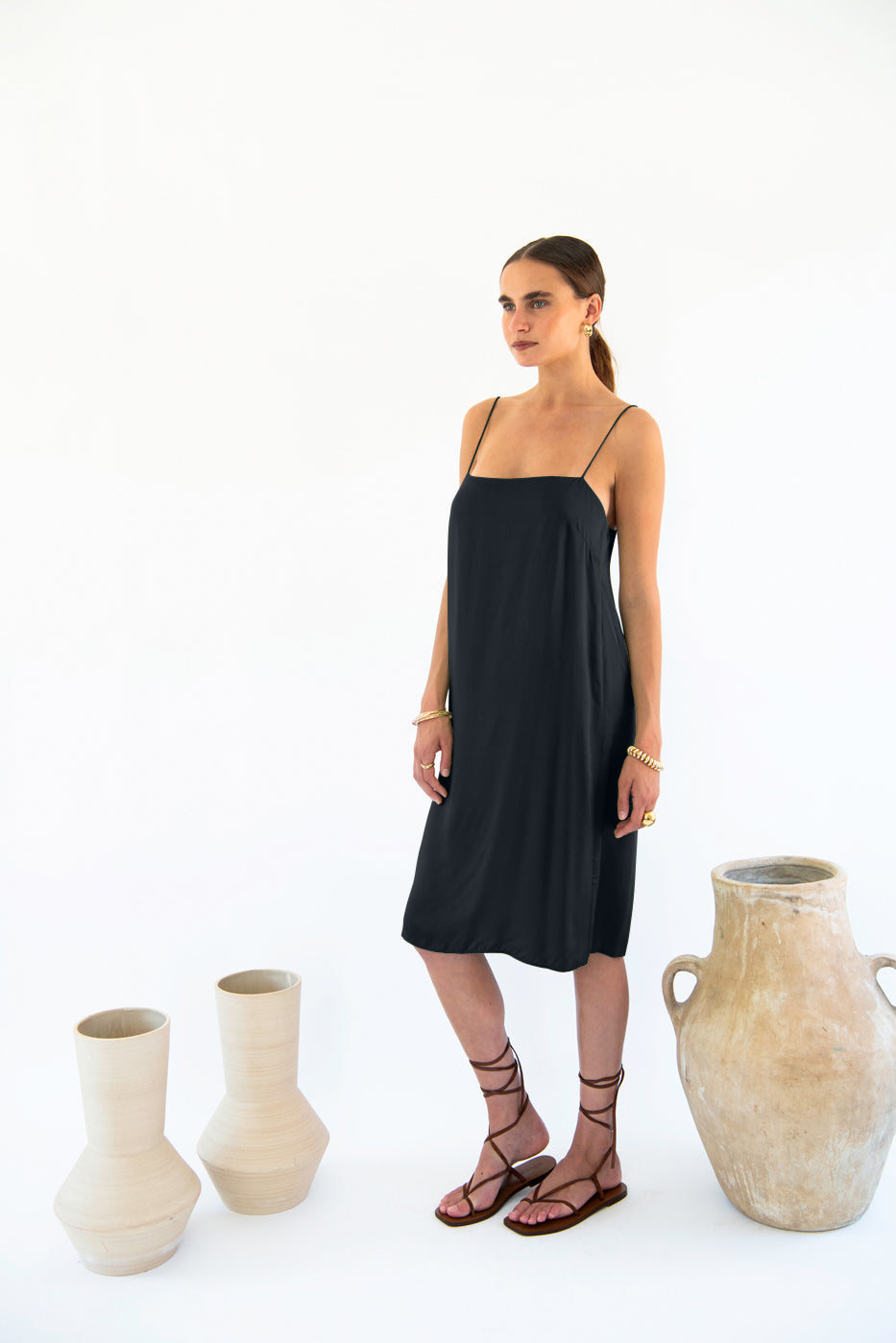 Julianne Boxy Slip Dress - Satin Tencel-Neu Nomads