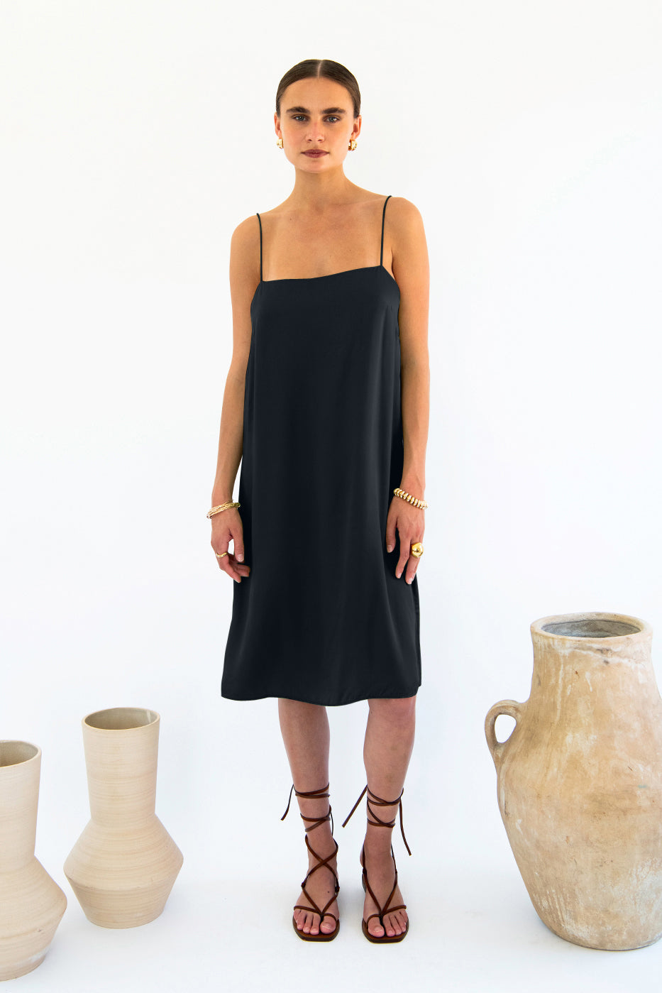 Julianne Boxy Slip Dress - Satin Tencel-Neu Nomads