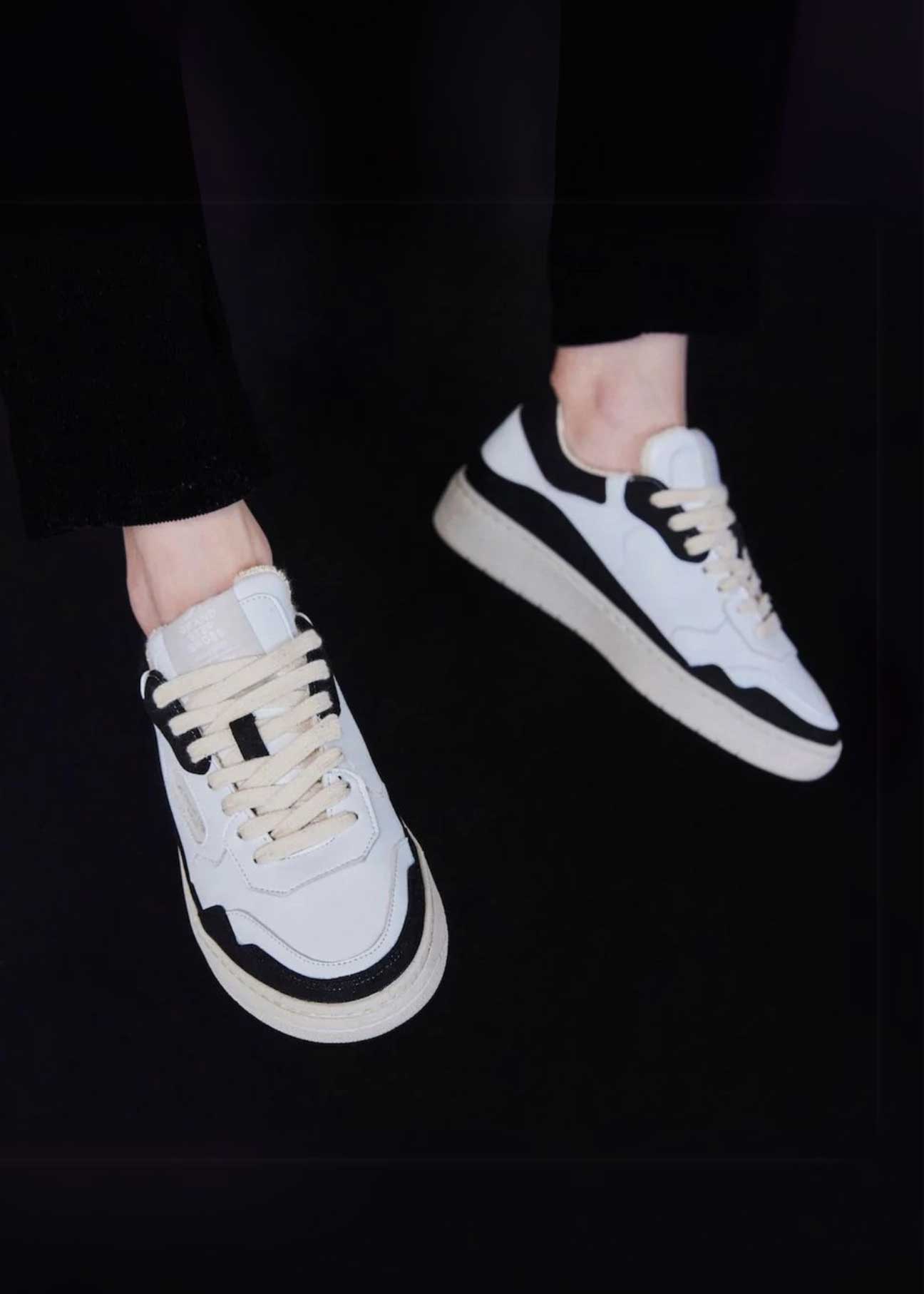 Level Black & White Vegan Sneakers – made with Apples - Ecomarket.com