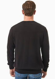 Suéter de punto de algodón orgánico con cuello en V en negro