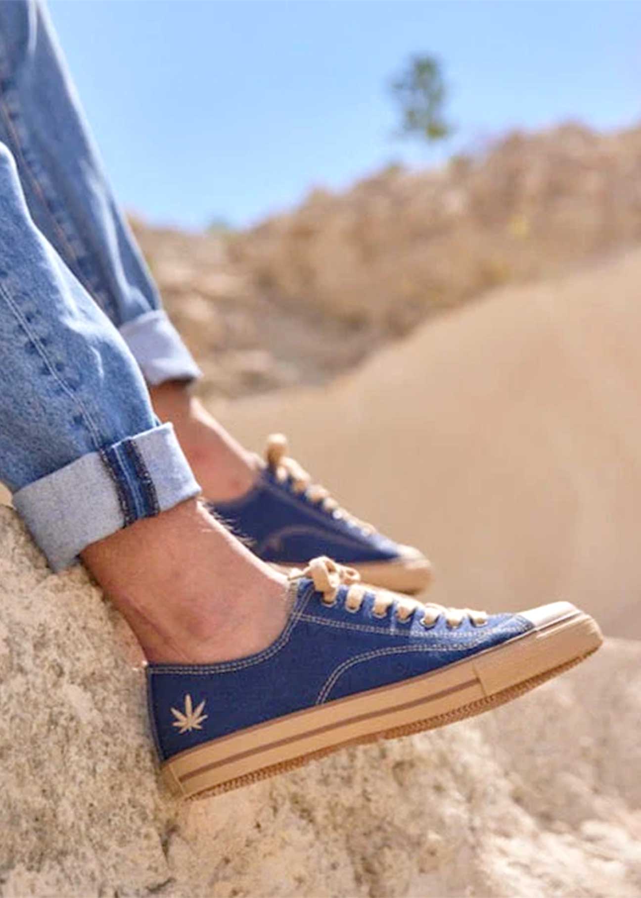 Marley Classic Hemp Vegan Low-Top Sneakers - Navy - Ecomarket.com