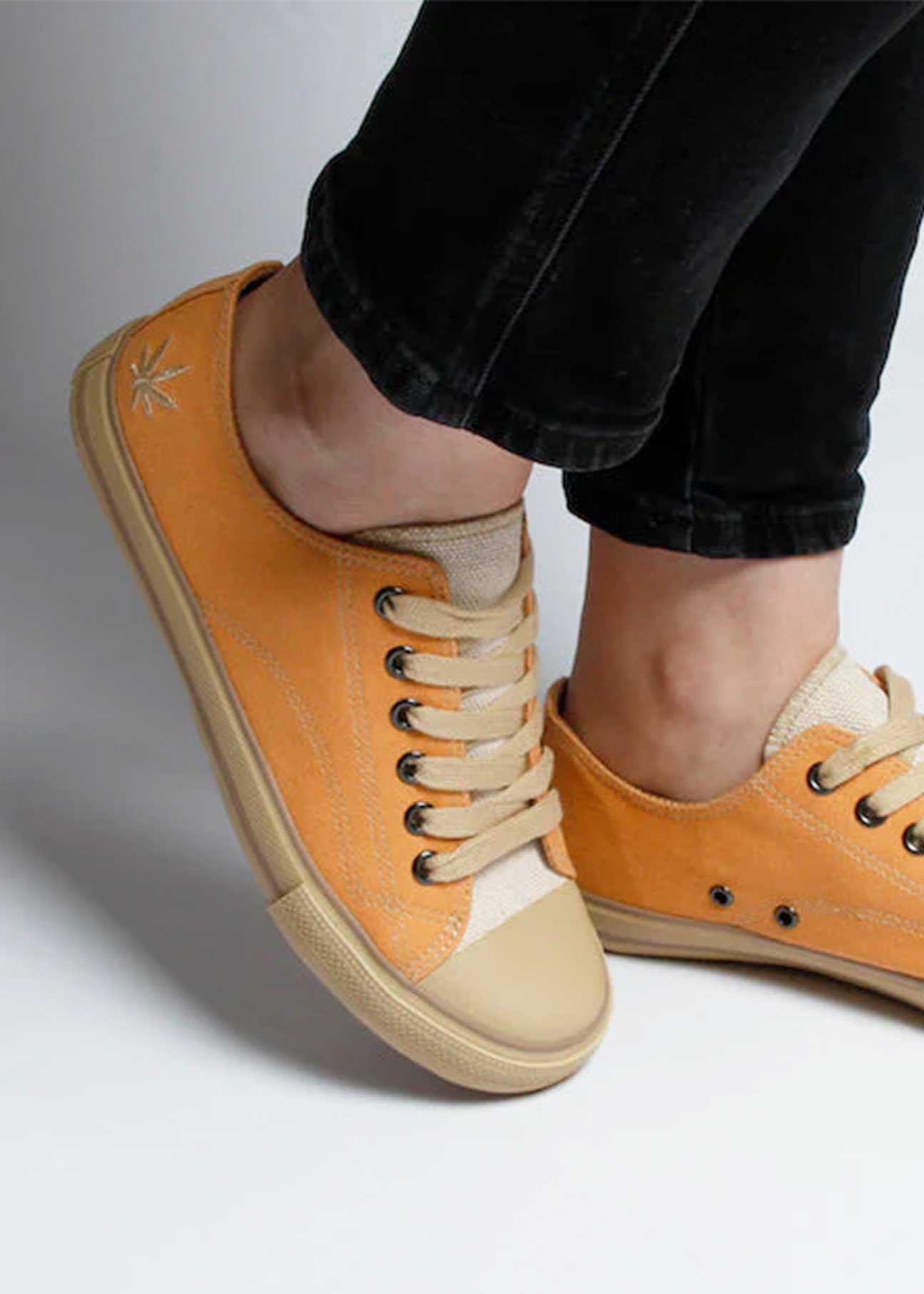 Marley Classic Hemp Vegan Low-Top Sneakers - Orange+White - Ecomarket.com