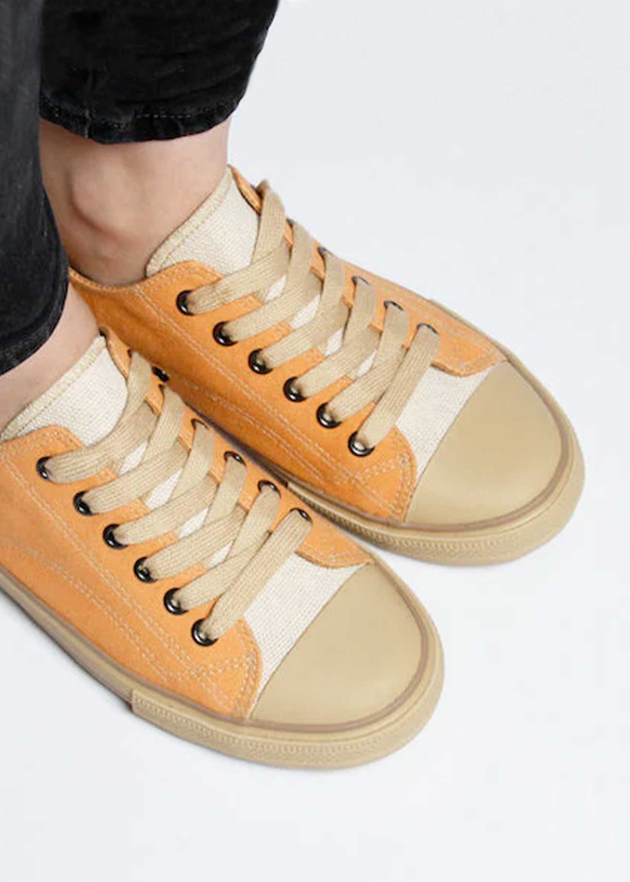 Marley Classic Hemp Vegan Low-Top Sneakers - Orange+White - Ecomarket.com