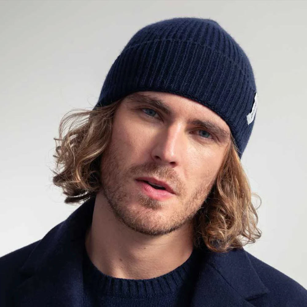 Rifó Marcello Recycled Cashmere Beanie in Blu - Unisex