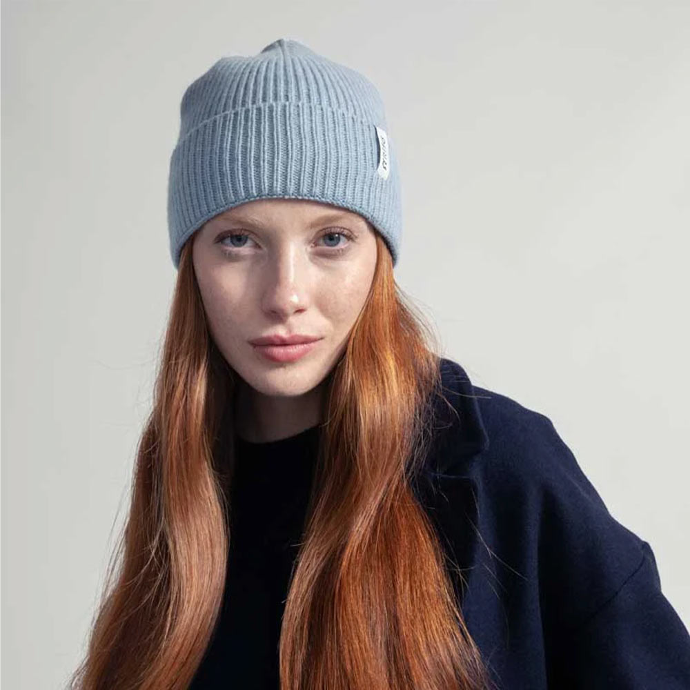 Rifó Marcello Recycled Cashmere Beanie in Light Blu – Unisex