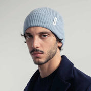 Rifó Marcello Recycled Cashmere Beanie in Light Blu – Unisex