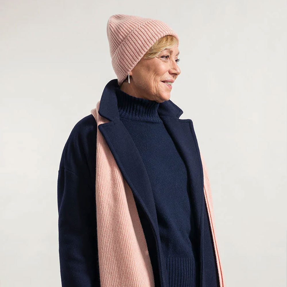 Rifó Marcello Recycled Cashmere Beanie in Pink Quartz – Unisex