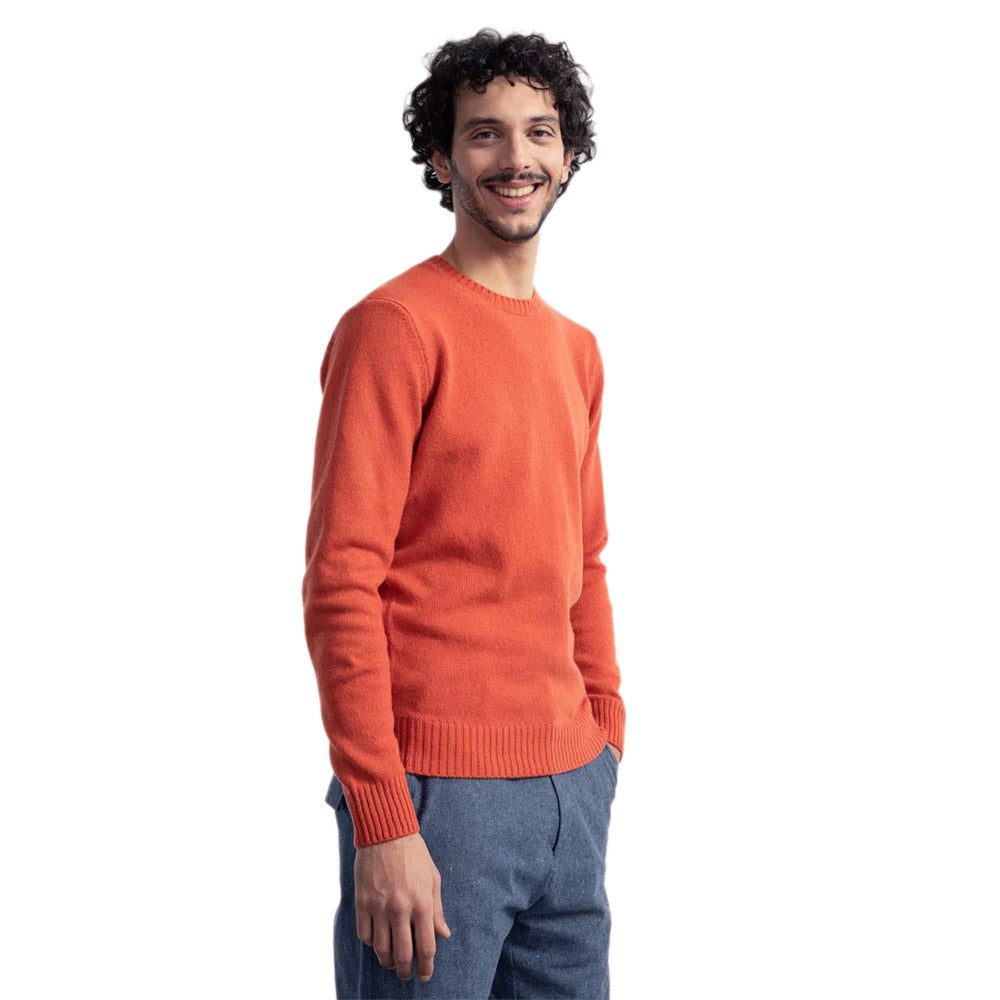 Rifó Romeo Recycled Cashmere Sweater in Pumpkin Orange - Men