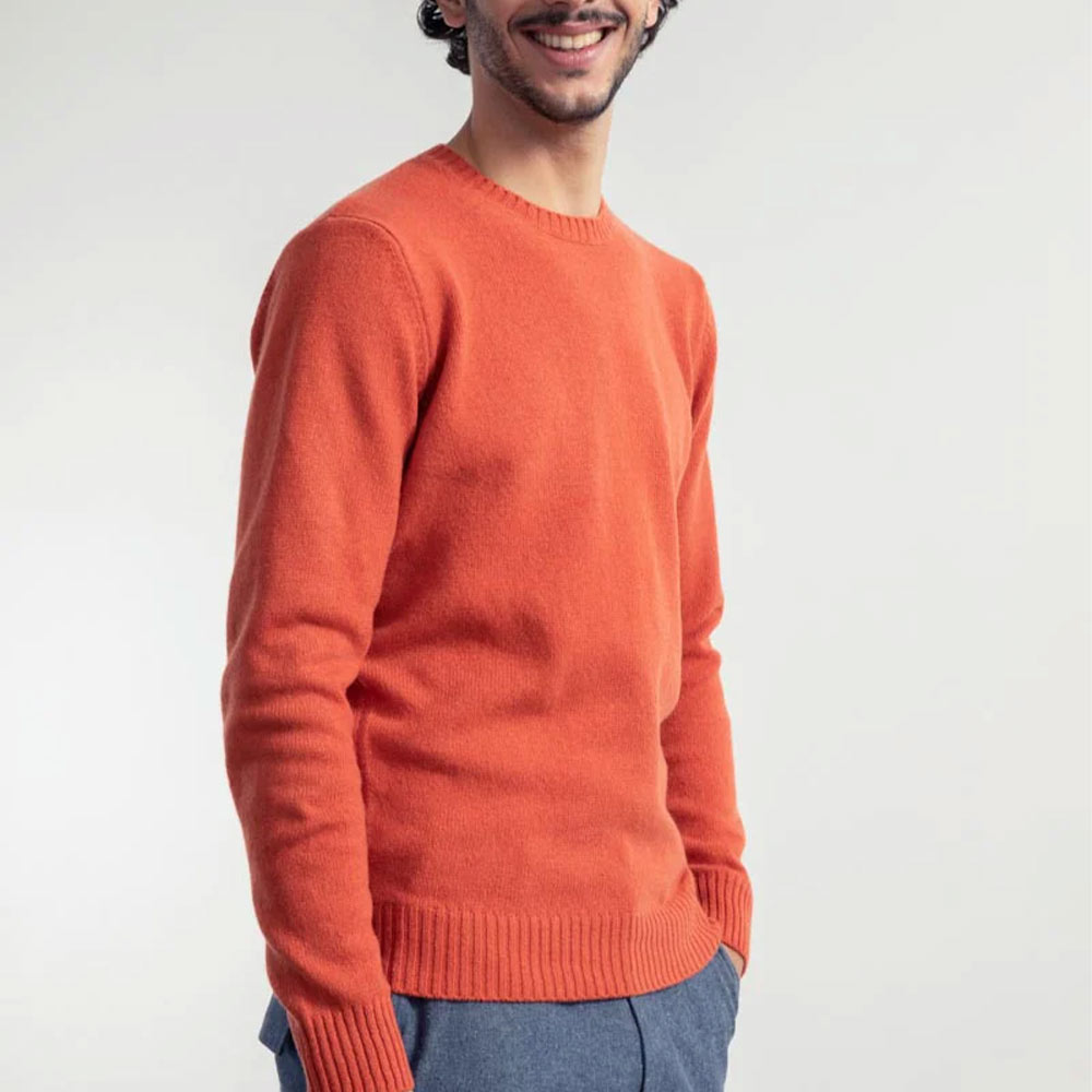 Rifó Romeo Recycled Cashmere Sweater in Pumpkin Orange - Men