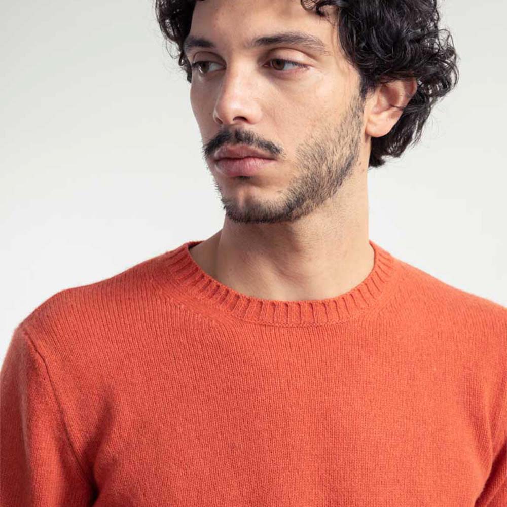 Rifó Romeo Recycled Cashmere Sweater in Pumpkin Orange - Men