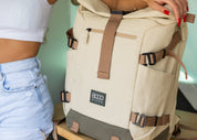 Nomad Zaino rolltop in canapa beige e verde