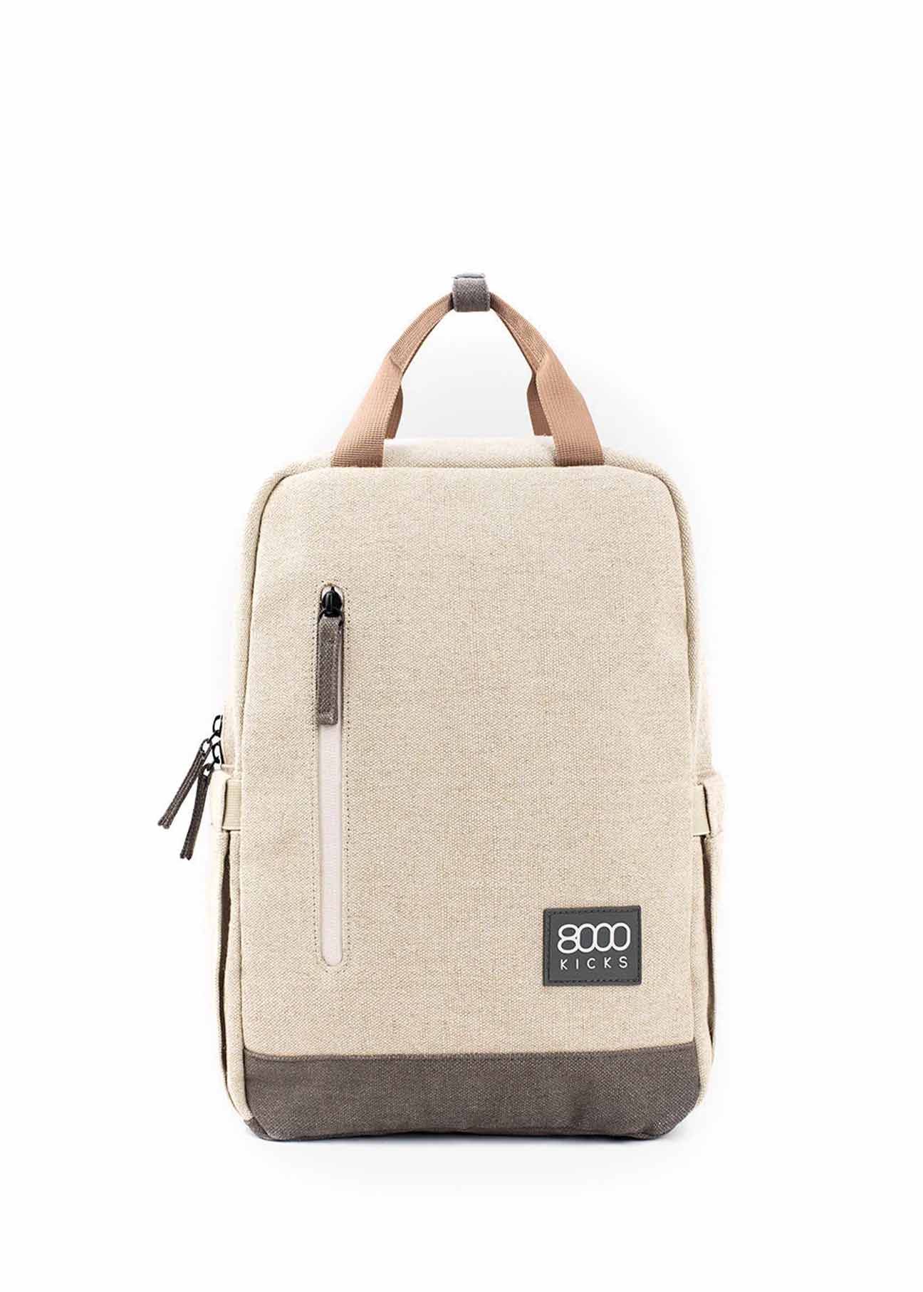 Mochila pequeña de cáñamo en beige y verde