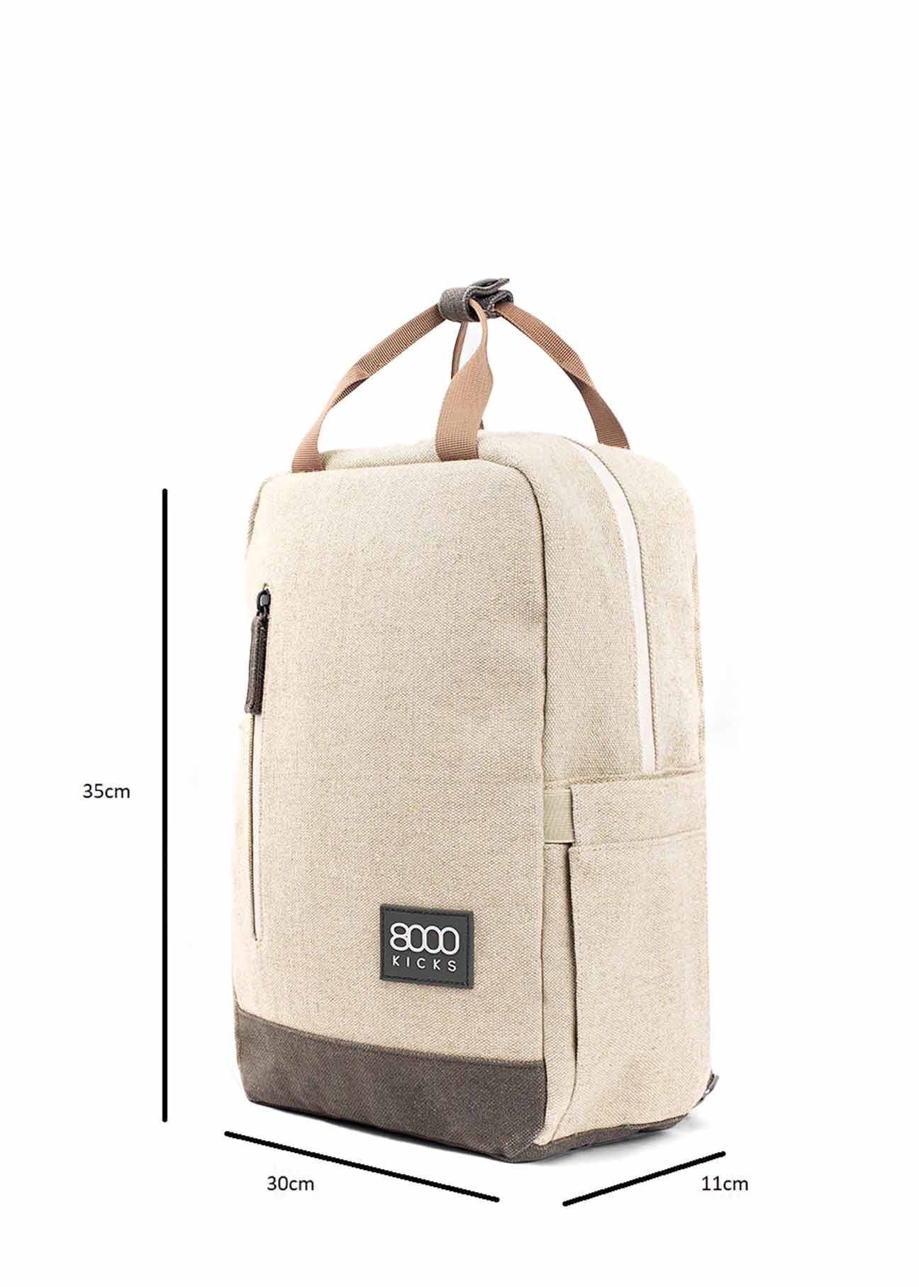 Mochila pequeña de cáñamo en beige y verde