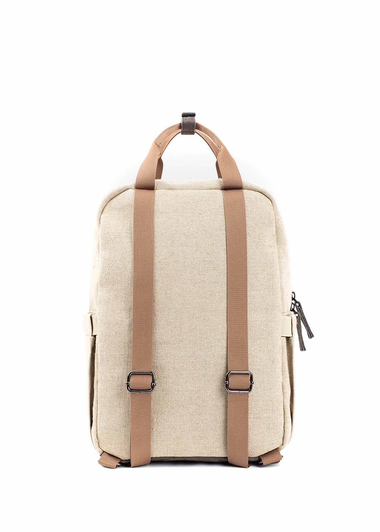 Mochila pequeña de cáñamo en beige y verde